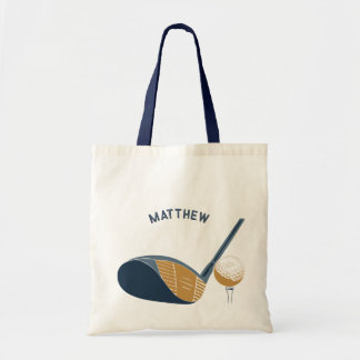Tote Bag Golf Club and Ball Personalized Golfers Name