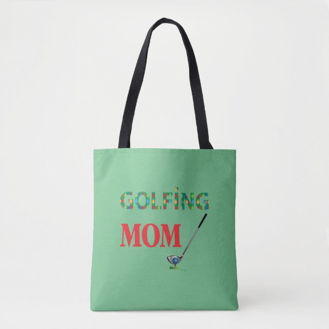 Tote Bag GOLF - GOLFING MOM, Vert, Cool (Devant)