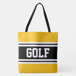 Tote Bag GOLF Jaune Orange Noir Blanc Rayures de Course