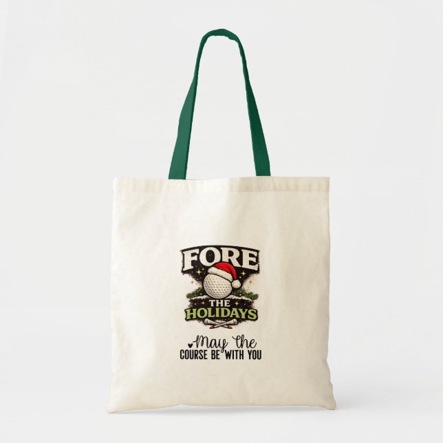 Tote Bag Golf thème de Noël Que le parcours soit avec vous  (Devant)