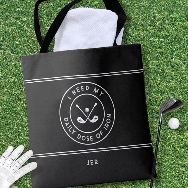 Tote Bag Golfer Golf Iron Humour Funny moderne noir blanc (Cute golf tote is a unique custom useful gift for golfers!
)