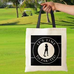 Tote Bag Golfer Par Tee Time Golf Mignonne Pour Son Noir Am