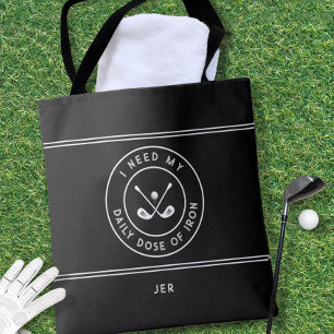 Tote Bag Golfeur Golf Fer Humour Drôle Moderne Noir Blanc