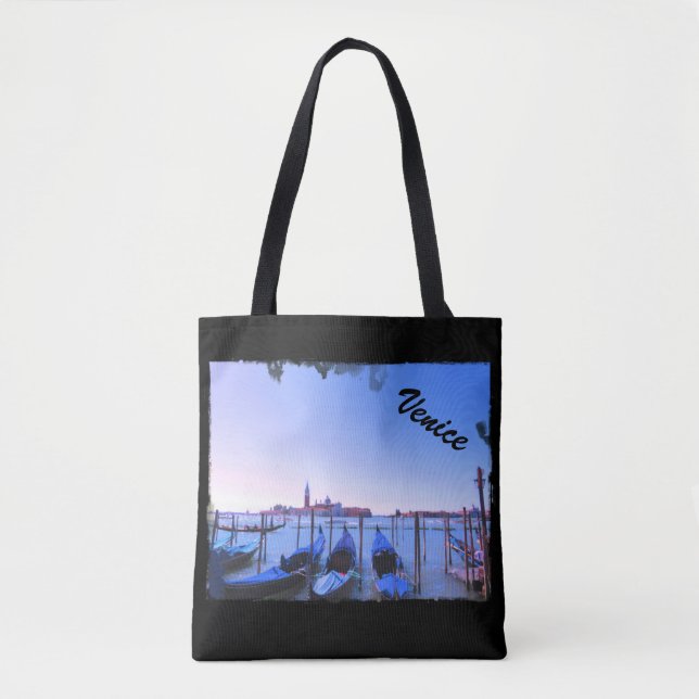 Tote Bag Gondolas in Venice - Black Bag (Devant)