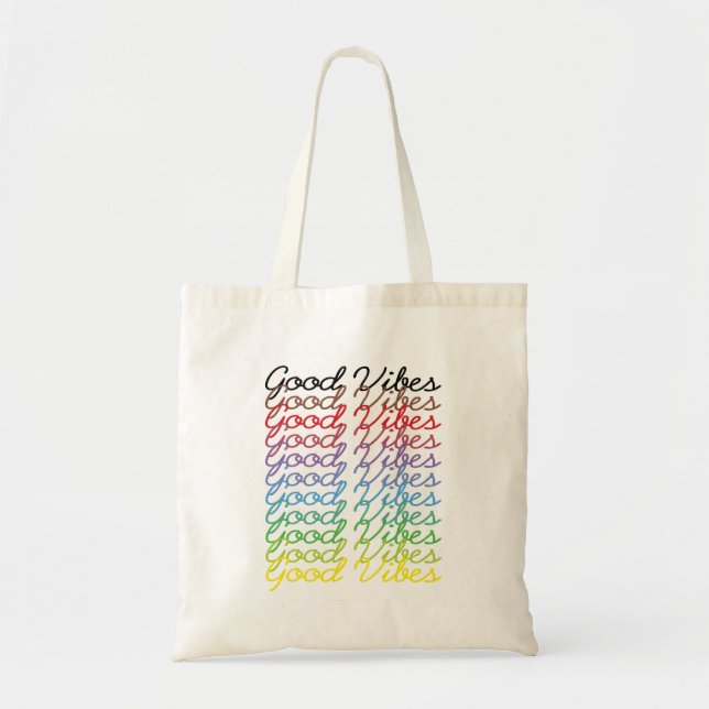 Tote Bag Good Vibes coloré inspirant (Devant)