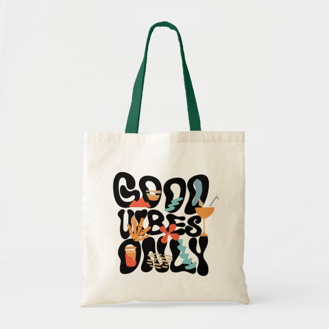 Tote Bag  Good Vibes Only Abstract Tropical Cocktail (Devant)
