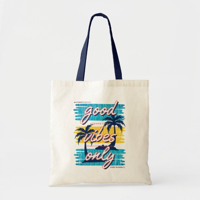 Tote Bag Good Vibes seulement Plage tropicale été moderne (Devant)