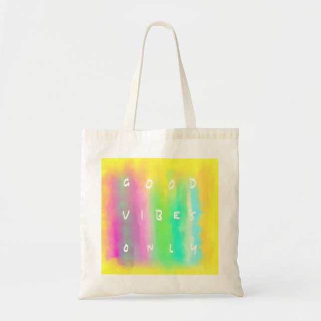 Tote Bag Good Vibes Uniquement Joyeuse Peinture colorée (Devant)