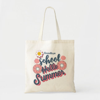 Tote Bag Goodbye School Hello Summer Donut Art