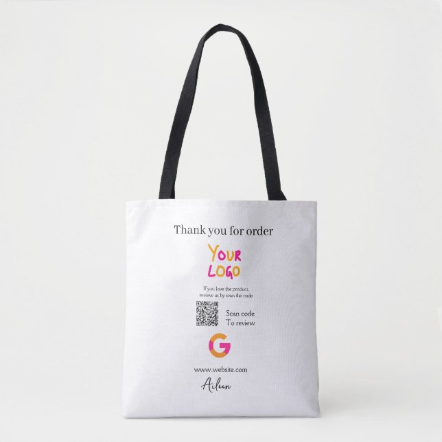 Tote Bag Google review business logo website scan QR code (Devant)
