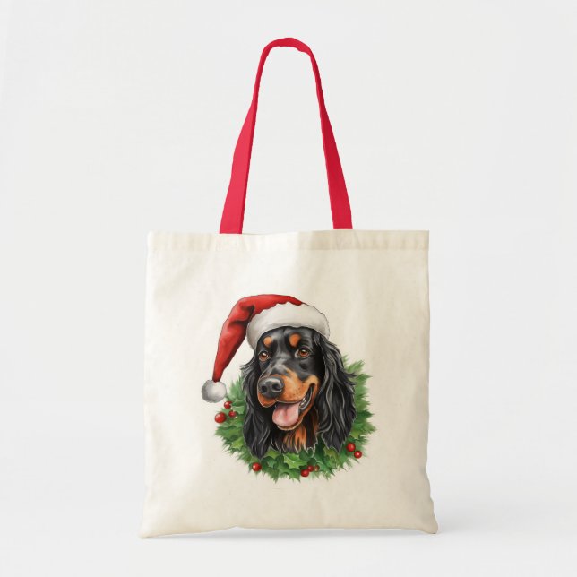 Tote Bag Gordon Setter Christmas Wreath (Devant)
