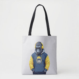 Tote Bag Gorilla Portant un Sweat - shirt à capuche drôle C