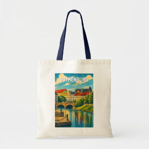 Tote Bag Göteborg Suède Illustration Voyage Art Vintage