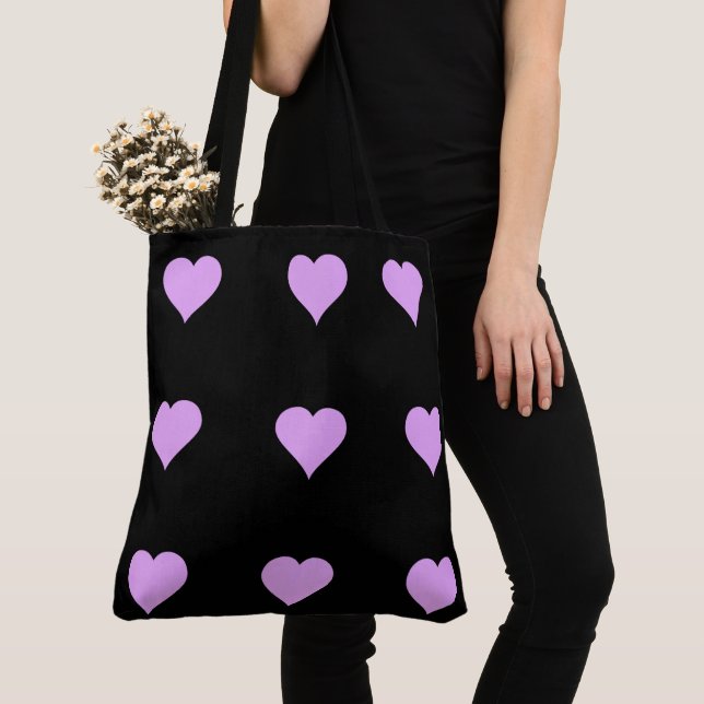 Tote Bag Goth Black and Pink Heart Design (De près)