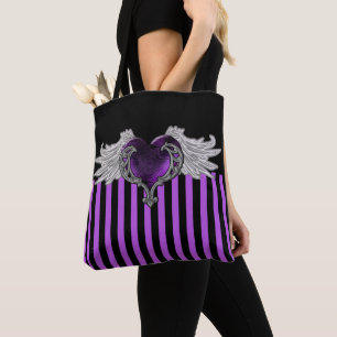 Tote Bag Goth Coeur pourpre avec Ange Ailes