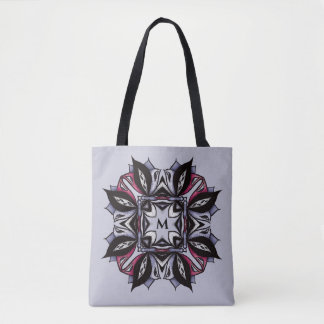 Tote Bag Goth Monogramme noir violet gothique Mandala
