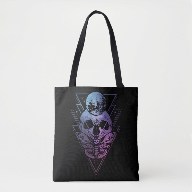 Tote Bag Goth Moon Crâne gothique Wicca Croissant Mois luna (Devant)