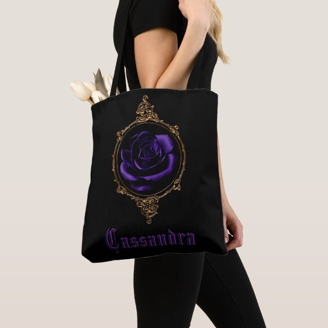 Tote Bag Goth Purple Rose Personnalisé (De près)