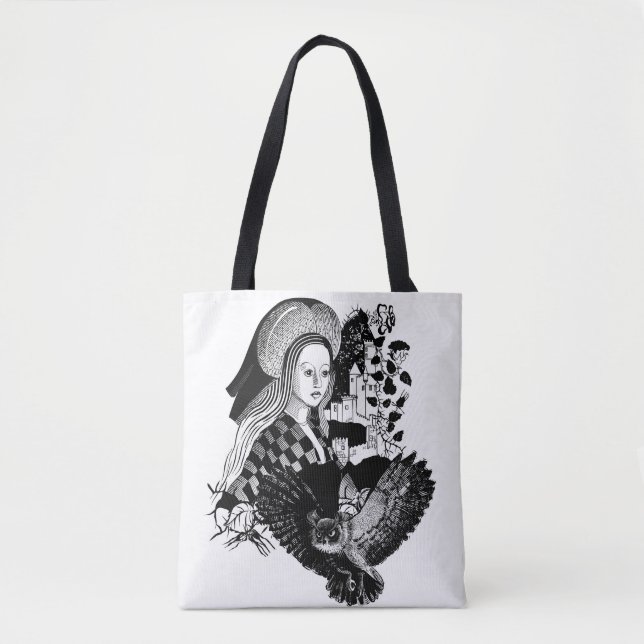 Tote Bag Gothic Night Owl and woman (Devant)