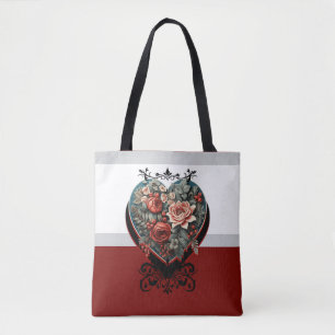 Tote Bag Gothique Cœur de la Saint-Valentin avec des Roses 