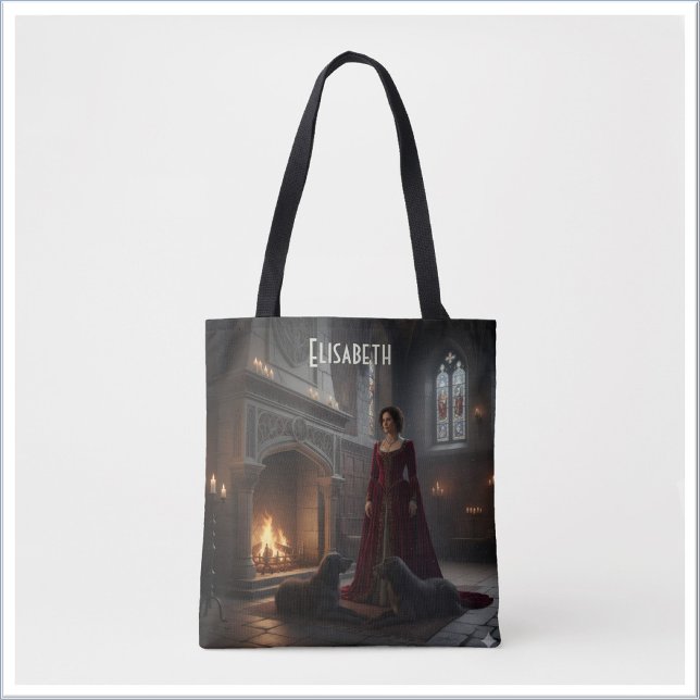 Tote Bag Gothique Médiévale Demoiselle Dans Château avec Ch (Créateur téléchargé)