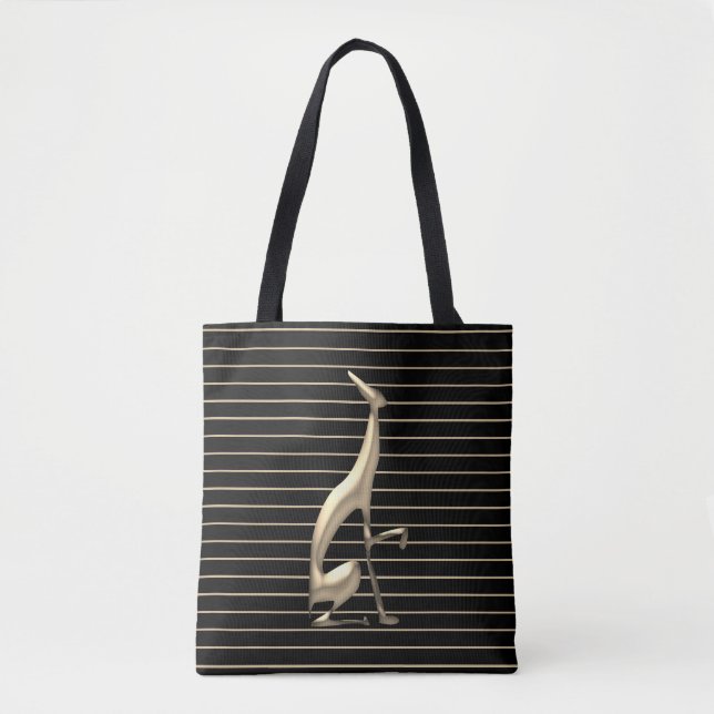 Tote Bag Gothique Moderne Chien Or et Noir (Devant)