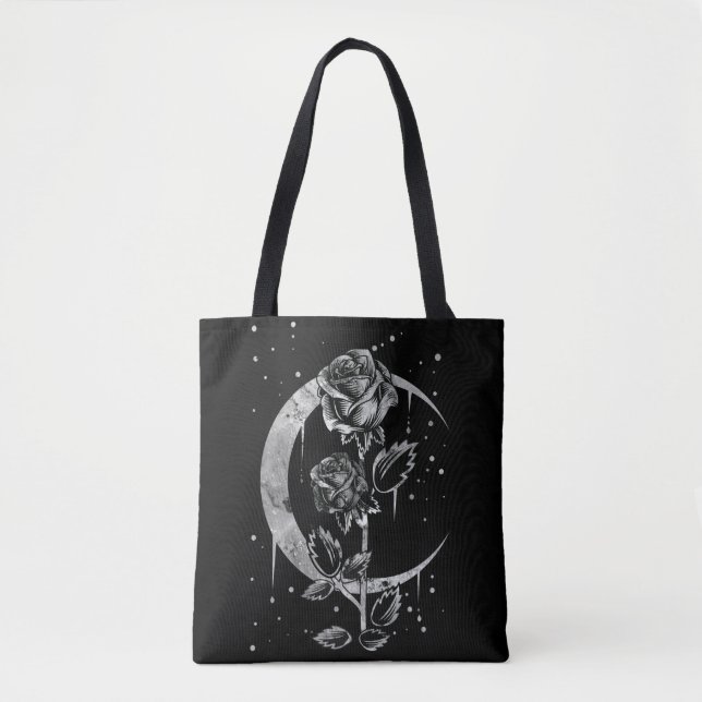 Tote Bag Gothique Moon Rose Croissant de cuisine Art (Devant)