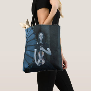 Tote Bag Gothique Victorian Girl tenant Violon Imaginaire f