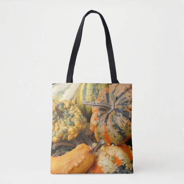 Tote Bag Gourdes colorées et fantaisie automne (Devant)