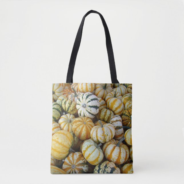 Tote Bag Gourtes de récolte d'automne orange et vert (Devant)