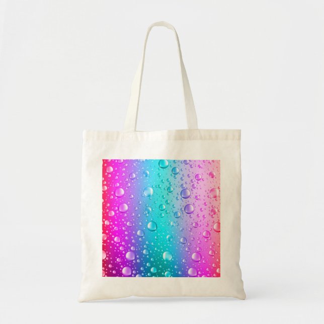 Tote Bag Gouttelettes d'eau bleues de gradient de roses (Devant)