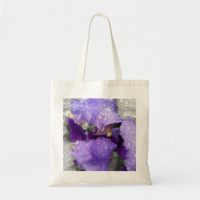 Tote Bag gouttes de pluie sur iris (Devant)