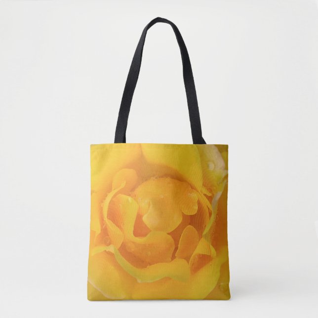 Tote Bag Gouttes d'eau de rose jaune romantique (Devant)