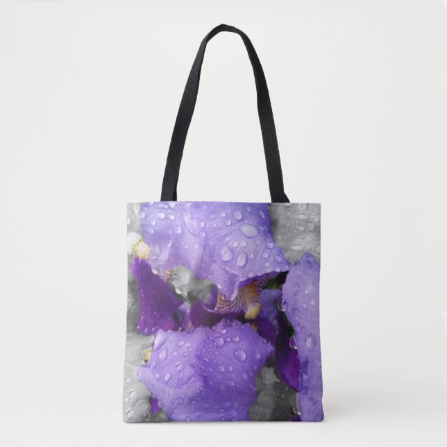 Tote Bag gouttes d'eau sur iris (Devant)