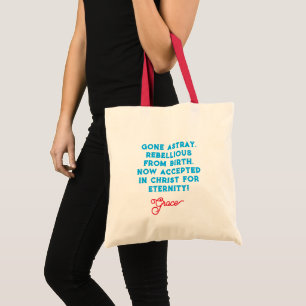 Tote Bag Grace Christian Citation Rouge et bleu Typographie