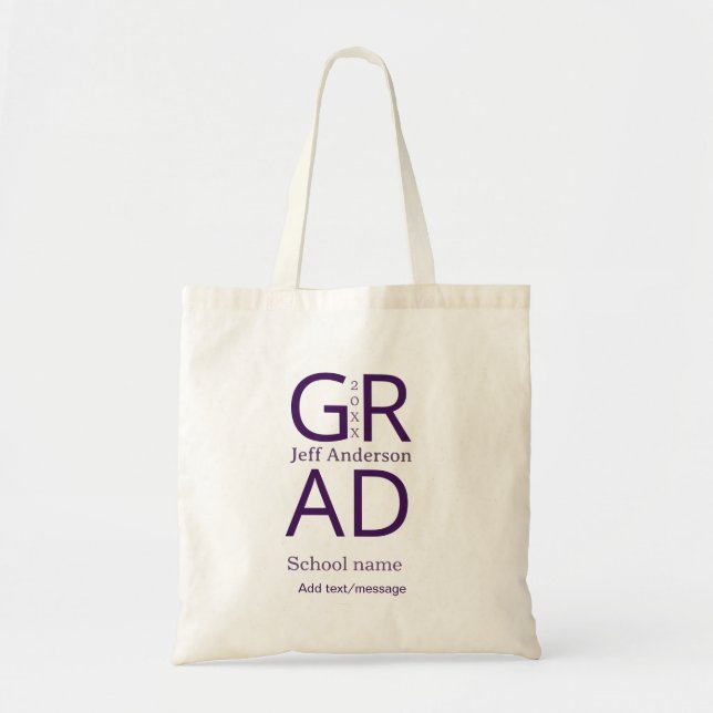 Tote Bag Grad typography modern graduation simple minimal c (Devant)