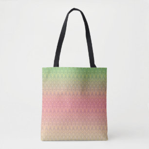 Tote Bag Gradient pastel colors ornamental pink vert