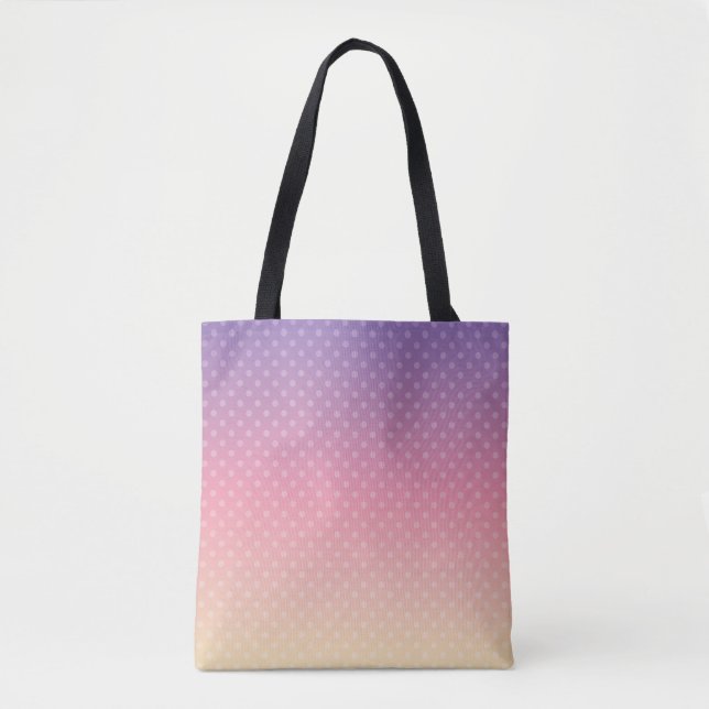 Tote Bag Gradient pastel colors polka dot pink violet (Devant)