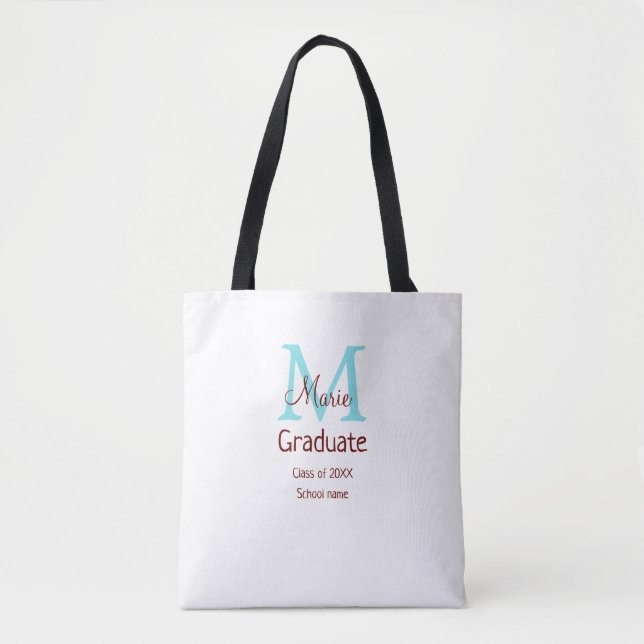 Tote Bag Gradué ajouter nom monogramme vert rose simple min (Devant)
