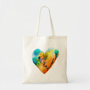 Tote Bag Graffiti coeur aquarelle art