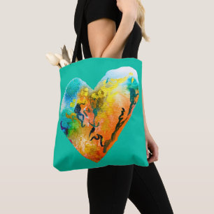 Tote Bag Graffiti coeur aquarelle rue art