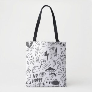 Tote Bag Graffiti mignon : Doodle Art Set.