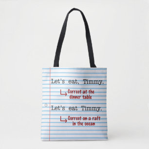 Tote Bag Grammaire de la ponctuation amusante  Mangeons le 