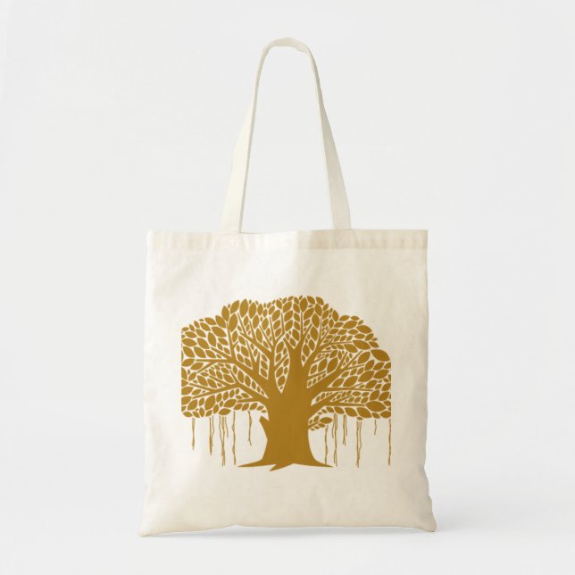 Tote Bag Grand arbre banian brun (Devant)