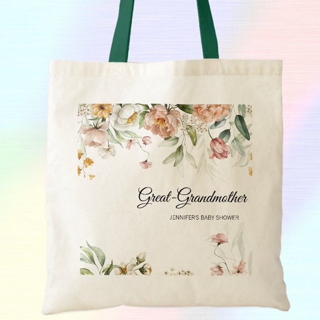 Tote Bag Grand Baby shower de fleurs roses douces Fourre-to (Créateur téléchargé)