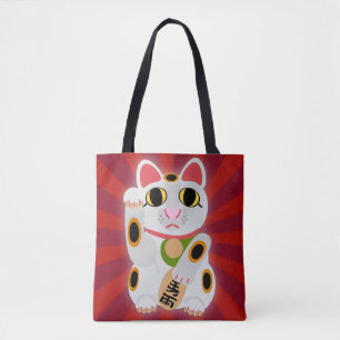 Tote Bag Grand Bold Lucky Chat amusant personnage de dessin