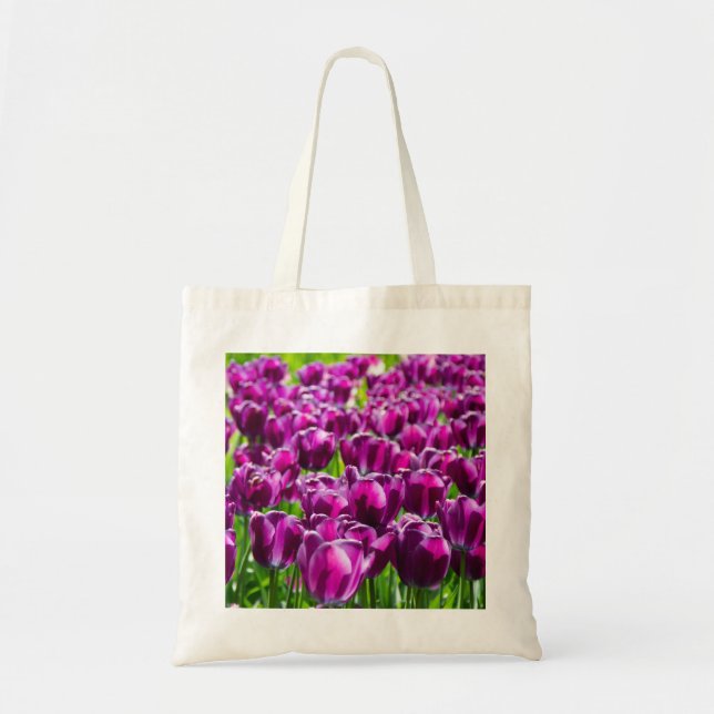Tote Bag Grand champ de tulipes pourpres (Devant)