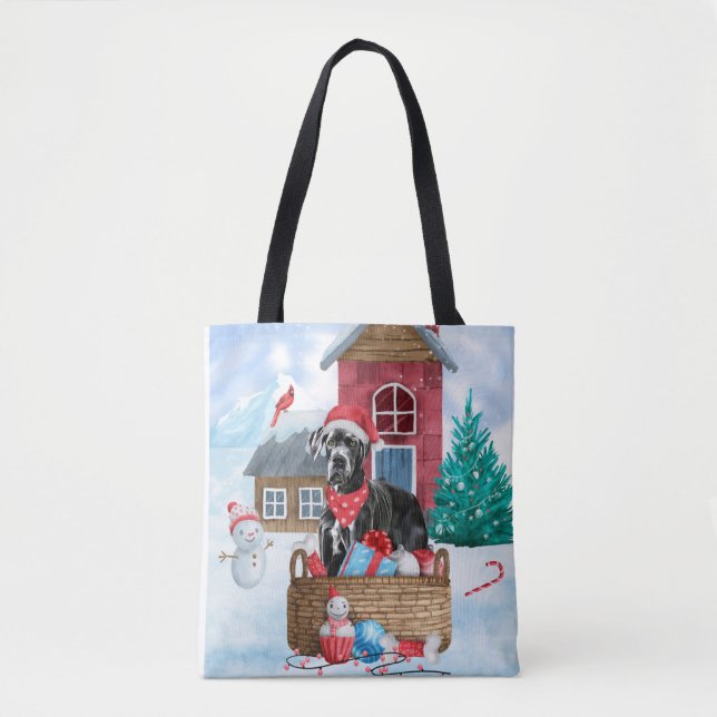 Tote Bag Grand chien Danois dans la neige Maison de chien d (Devant)