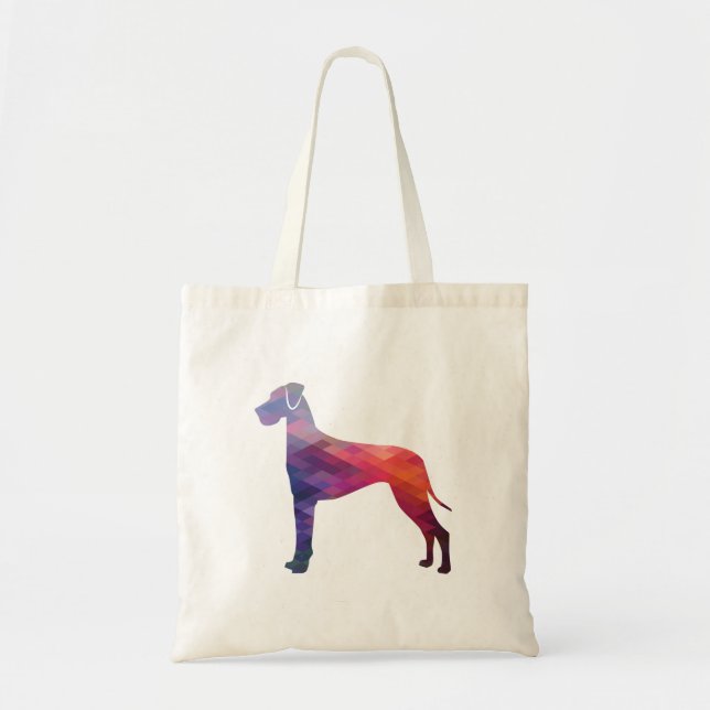 Tote Bag Grand Chien Danse Silhouette géométrique violet (Devant)