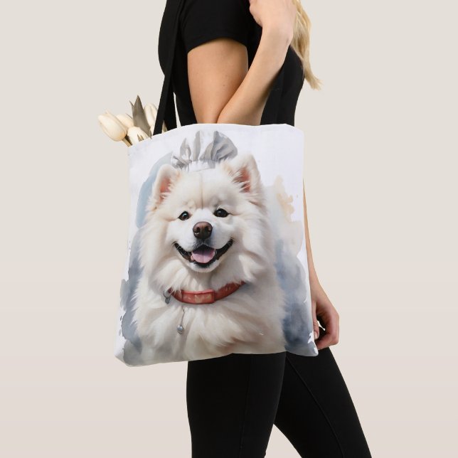 TOTE BAG GRAND CHIEN SAMOYEN BLANC FLUFY (De près)